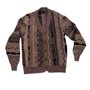 Cotton On Men's Geometric Cardigan - Brown and Black